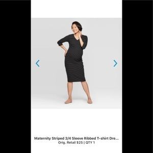 Isabel Maternity 3/4 Sleeve Ribbed T-Shirt Dress S